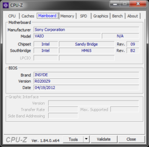 CPU-Z Sony Vaio VPCEH2P0E Motherboard