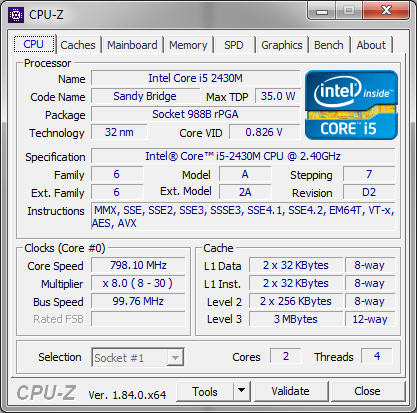 CPU-Z Intel Core i5-2430M